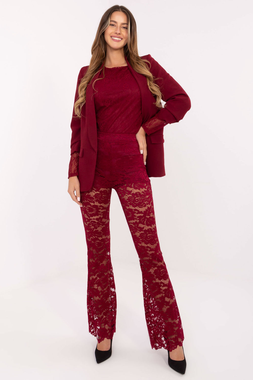 Spodnie Damska Model MI-SP-K69-3.21P Bordo - Italy Moda220327 - Czerwony