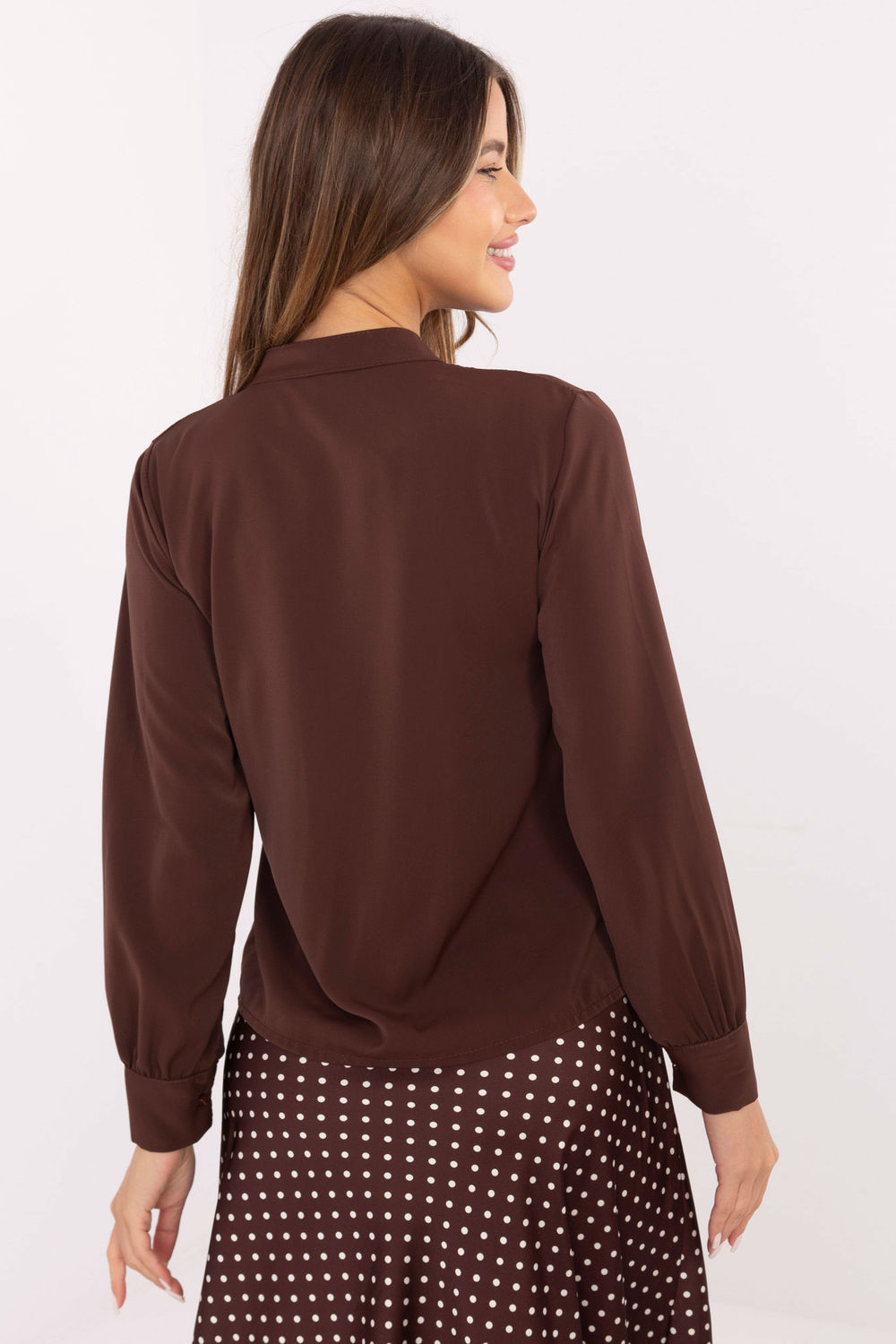 Koszula Damska Model MI-KS-3257.47 Brown - Italy Moda220331 - Brązowy - obrazek 3