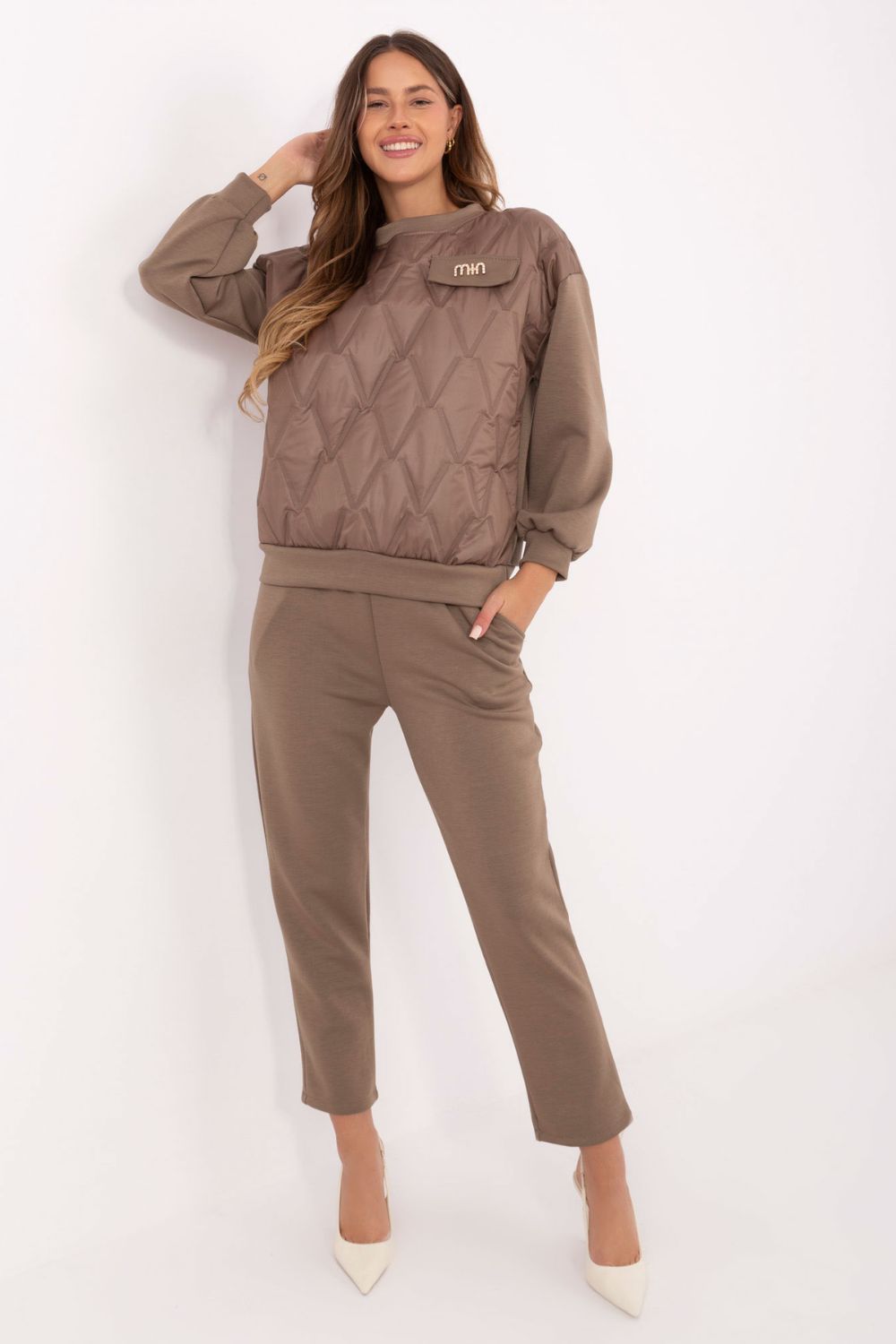 Spodnie Komplet Model IT-KMPL-9831.62 Light Brown - Italy Moda220293 - Brązowy - obrazek 3