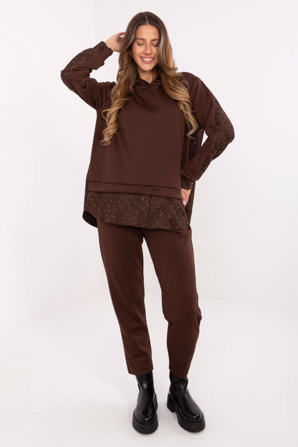 Spodnie Komplet Model IT-KMPL-9860.61 Dark Brown - Italy Moda220296 - Brązowy - obrazek 3