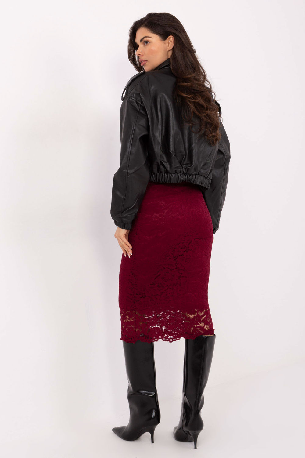 Spódnica Model MI-SD-G9139.33 Bordo - Rue Paris220440 - Czerwony - obrazek 3