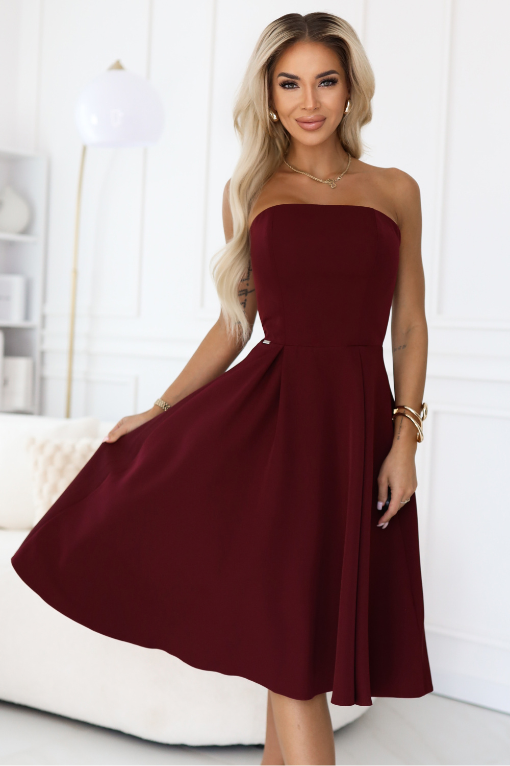 Sukienka Model Vivienne 641-1 Bordo - Numoco220667 - Czerwony - obrazek 2