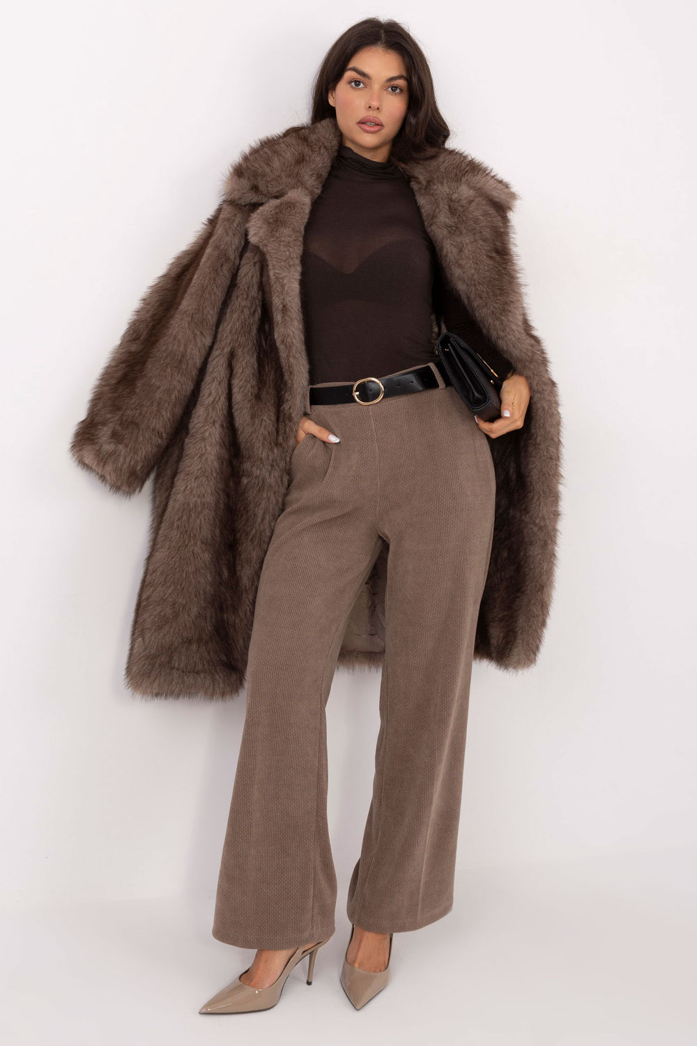 Spodnie Damskie Model IT-SP-FL8252.18P Dark Beige - Italy Moda220751 - Beżowy