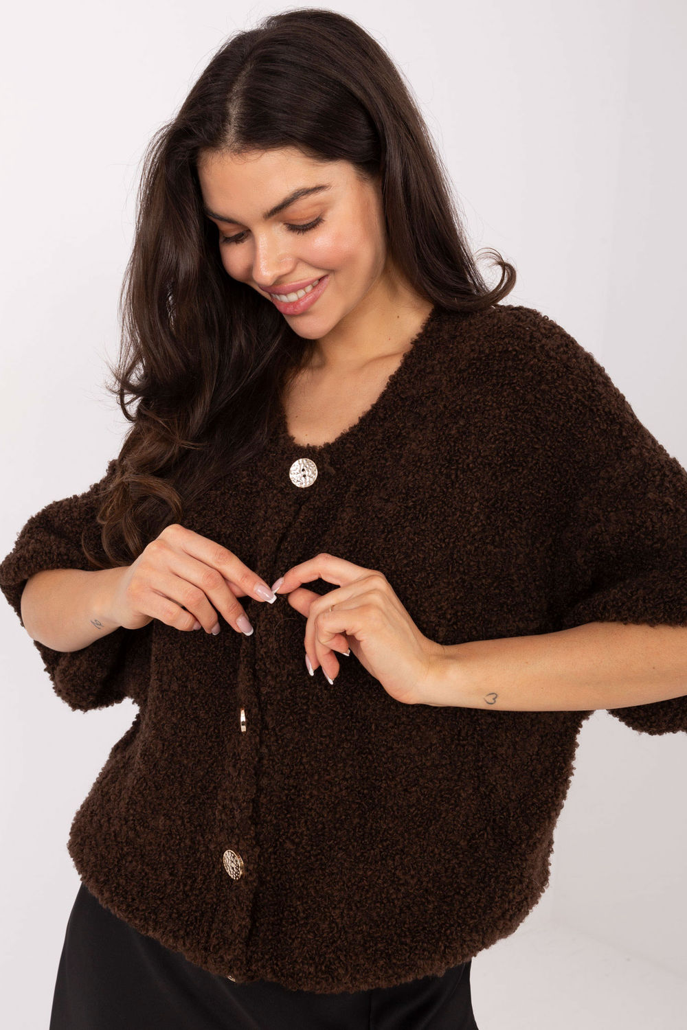 Sweter Damski Model IT-SW-72987.00 Dark Brown - Italy Moda220755 - Brązowy