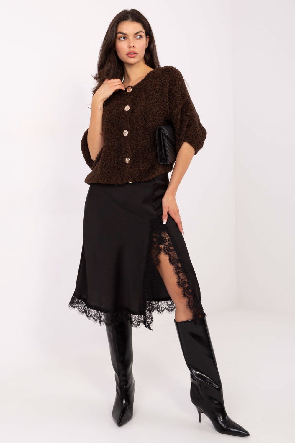 Sweter Damski Model IT-SW-72987.00 Dark Brown - Italy Moda220755 - Brązowy - obrazek 4