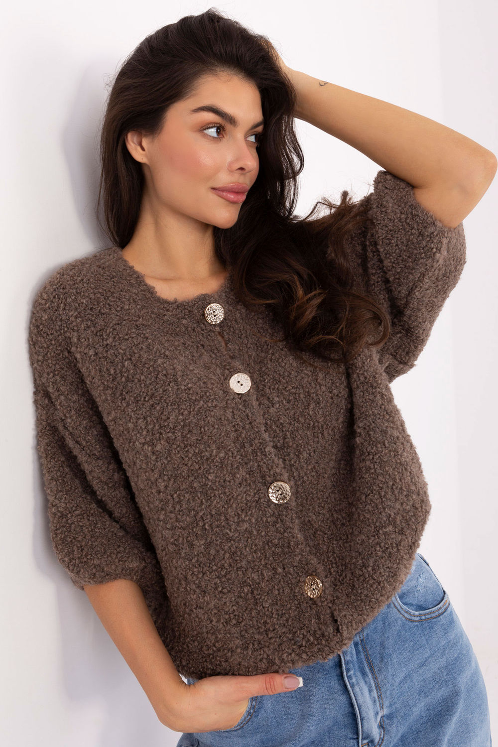 Sweter Damski Model IT-SW-72987.00 Dark Beige - Italy Moda220756 - Beżowy