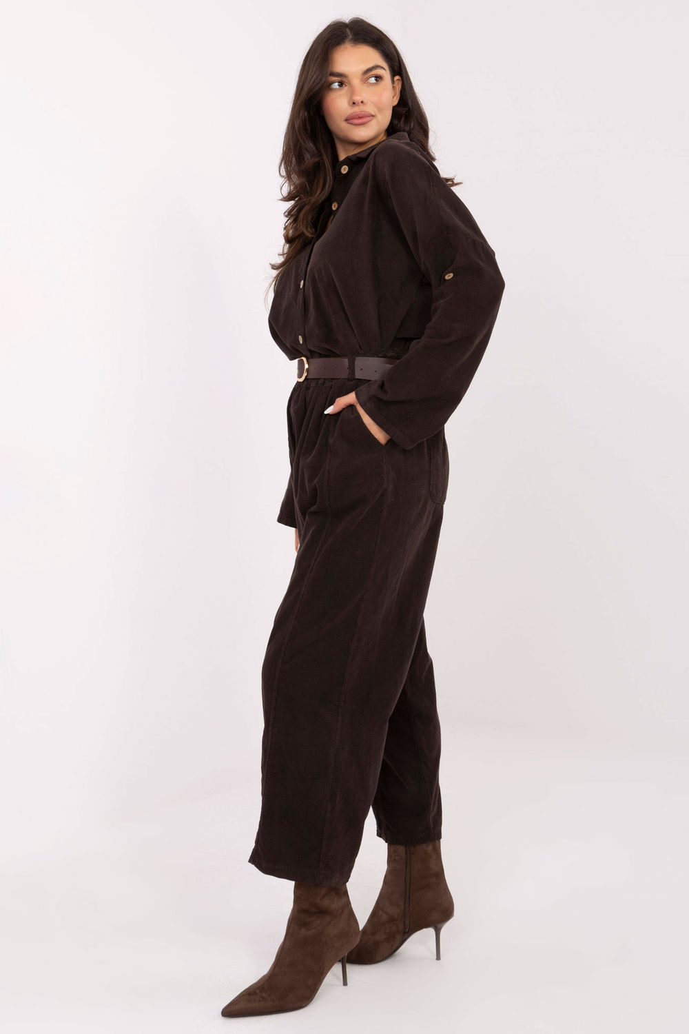 Spodnie Damskie Model IT-SP-258009.83 Dark Brown - Italy Moda220816 - Brązowy - obrazek 2