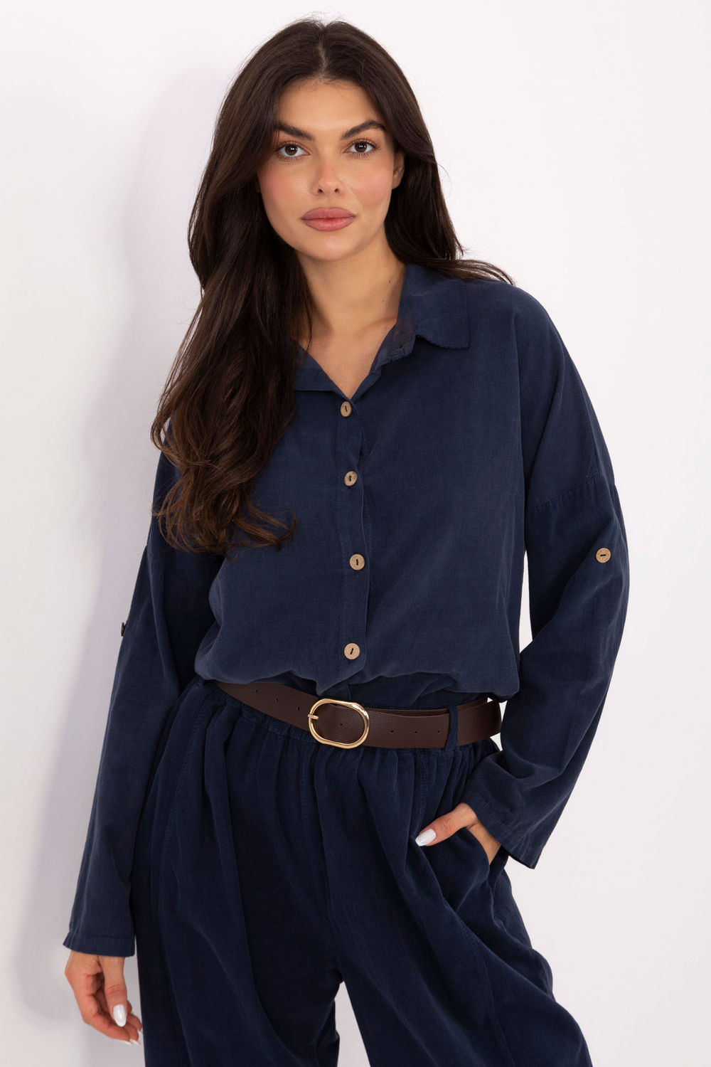 Koszula Damska Model IT-KS-22390.81 Dark Blue - Italy Moda220822 - Niebieski