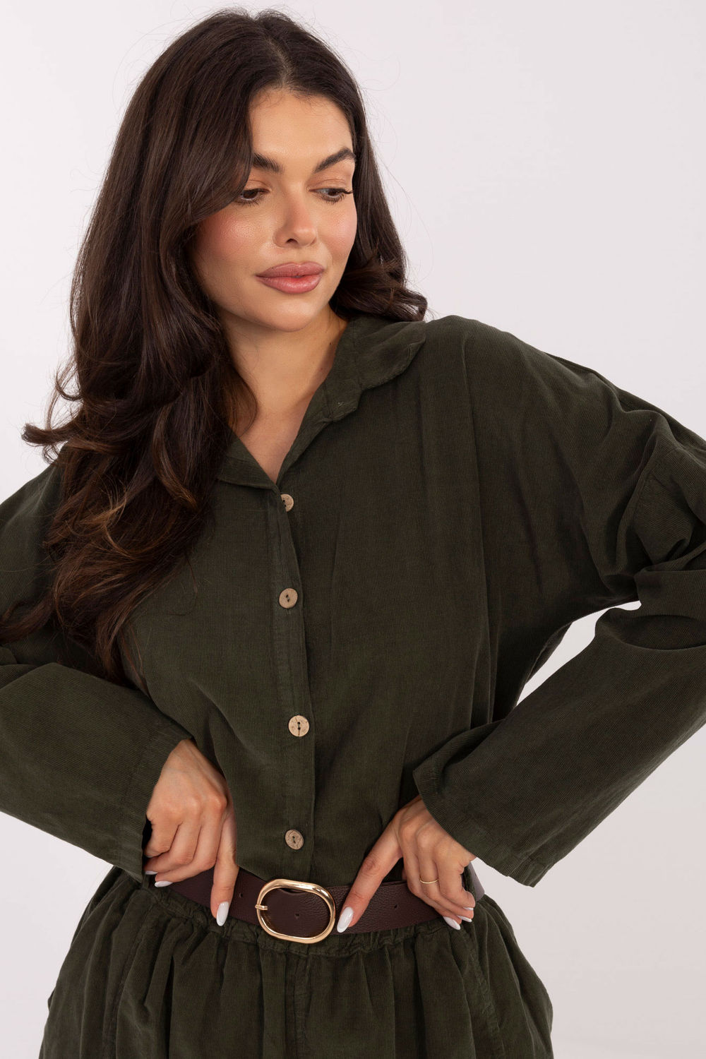 Koszula Damski Model IT-KS-22390.81 Khaki - Italy Moda220823 - Zielony