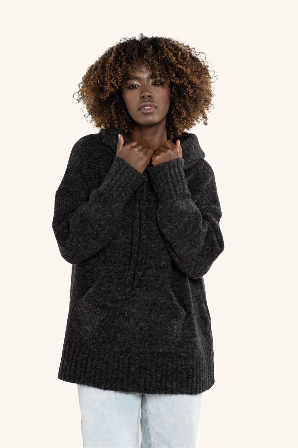 Sweter Damski Model A755 Grafit - awama220857 - Szary