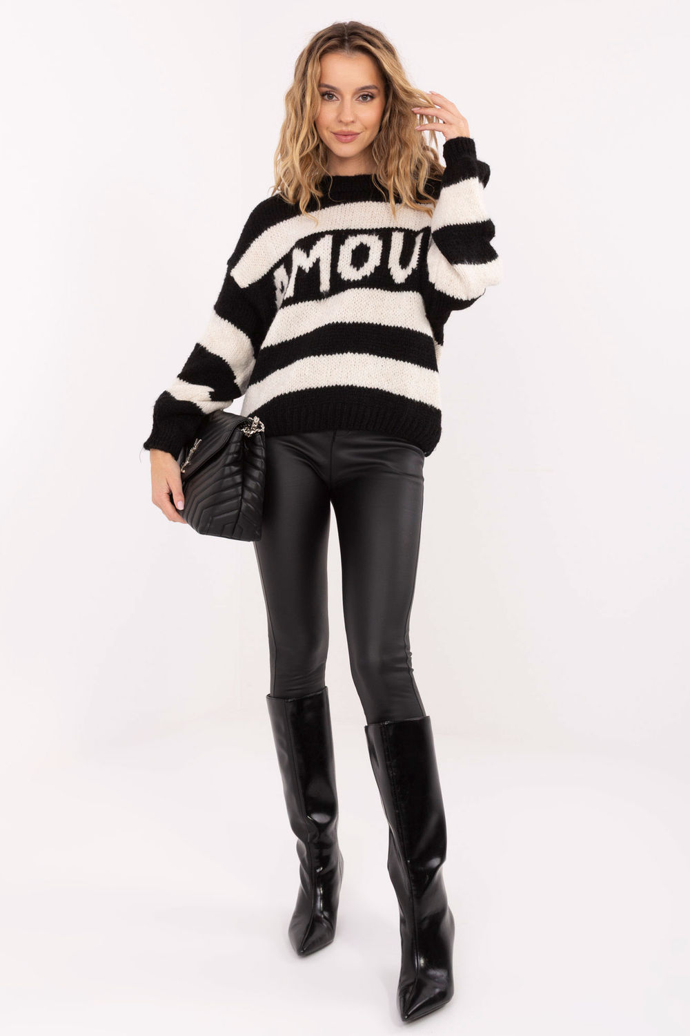 Sweter Damski Model MI-SW-2710.96 Black - Italy Moda221066 - Czarny - obrazek 2