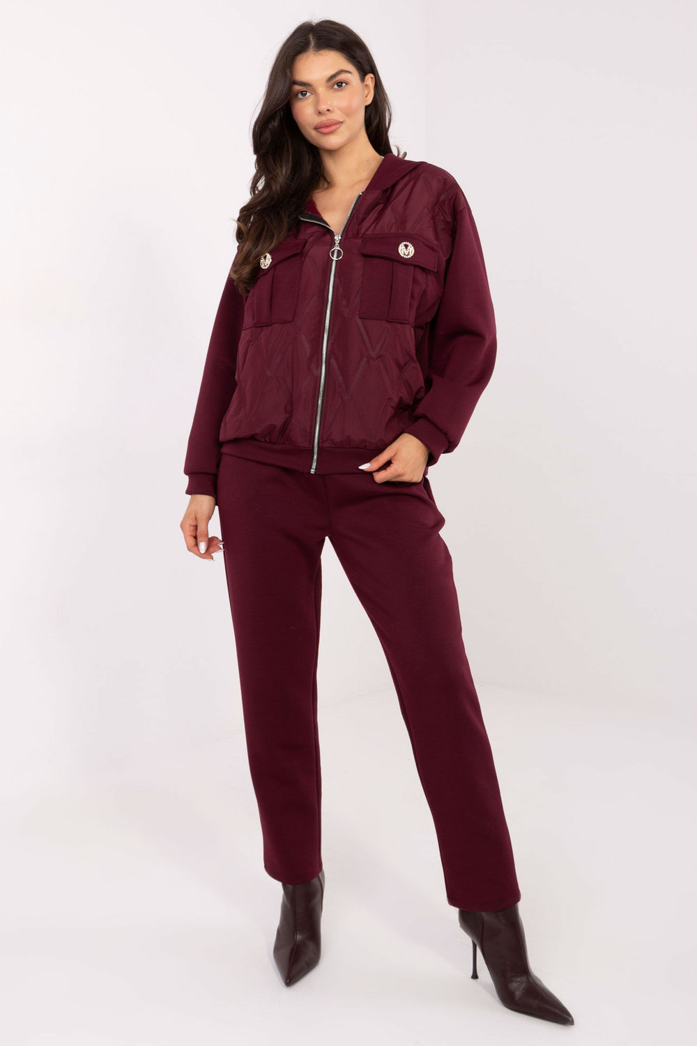 Spodnie Komplet Model IT-KMPL-9872.97 Bordo - Italy Moda221093 - Czerwony