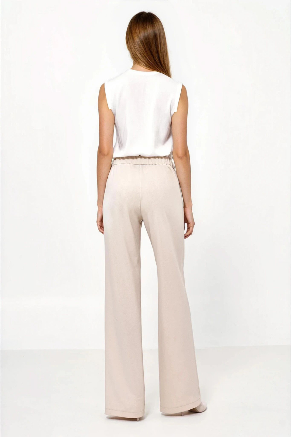 Spodnie Beżowe spodnie loose cut SD131 Beige - Nife221222 - Beżowy - obrazek 3