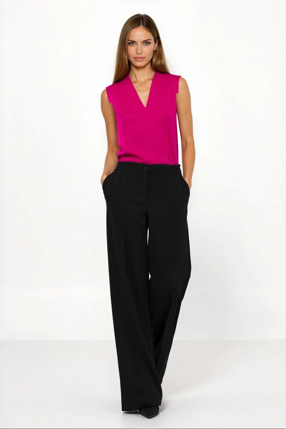 Spodnie Czarne spodnie loose cut SD131 Black - Nife221223 - Czarny - obrazek 2