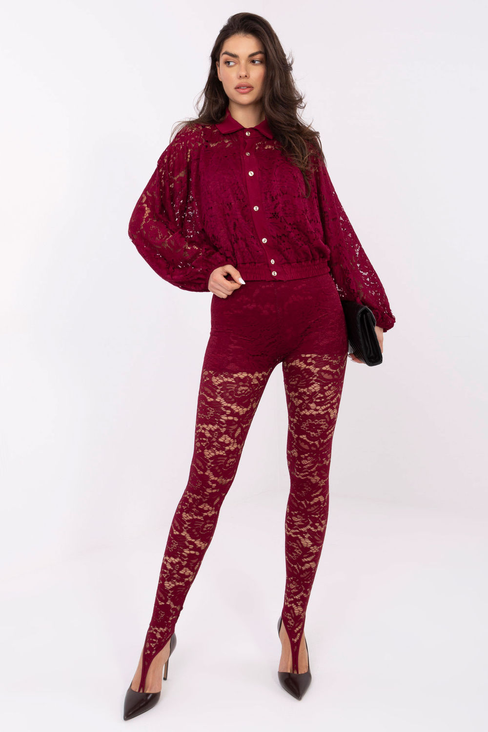 Legginsy Model MI-SP-K87.55 Bordo - Italy Moda221299 - Czerwony
