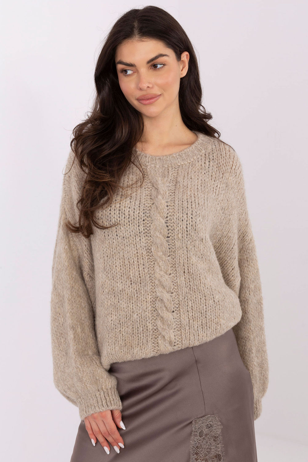 Sweter Damski Model MI-SW-1610.18 Beige - Italy Moda221579 - Beżowy