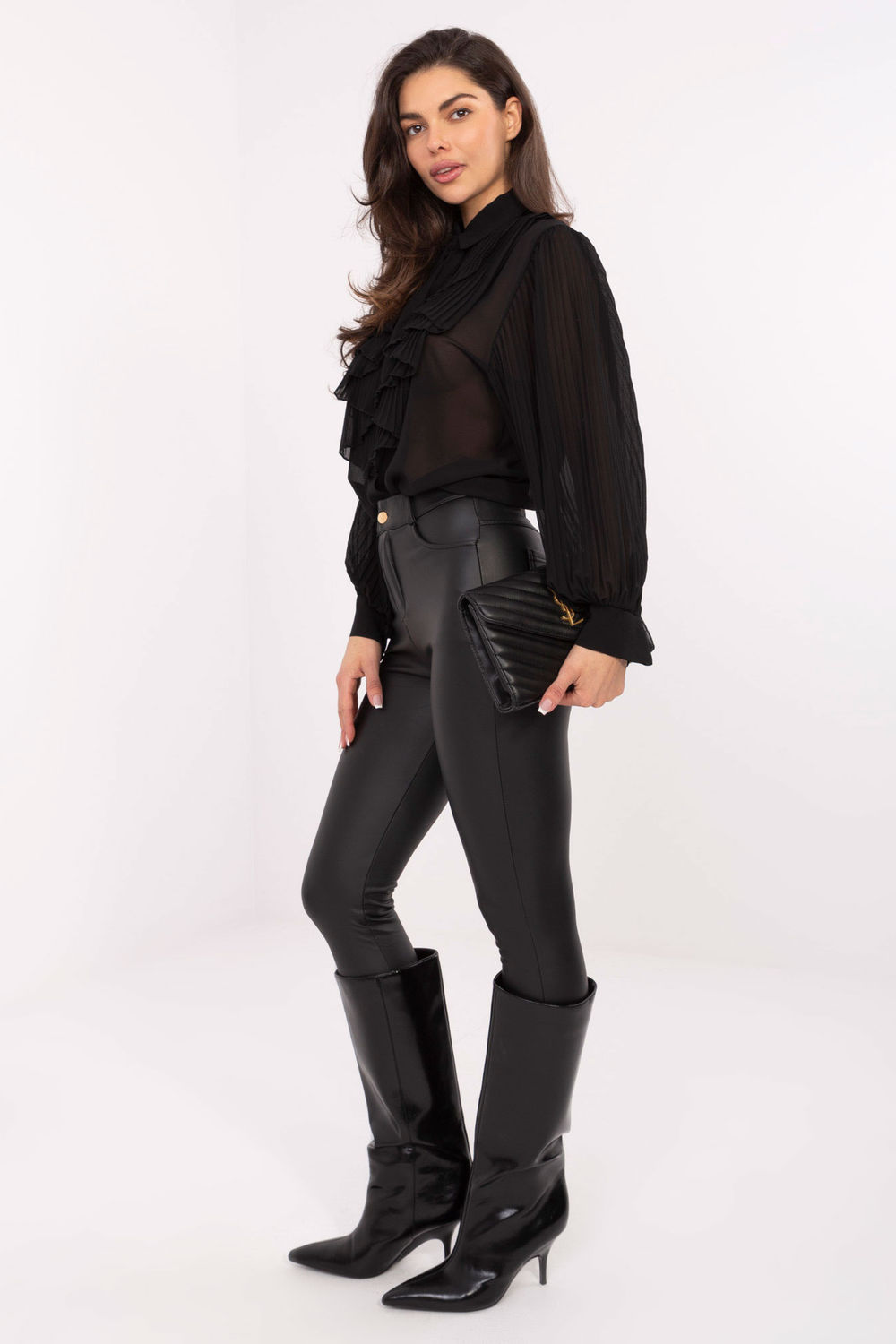 Koszula Damska Model MI-KS-A2818.09 Black - Italy Moda221590 - Czarny - obrazek 4