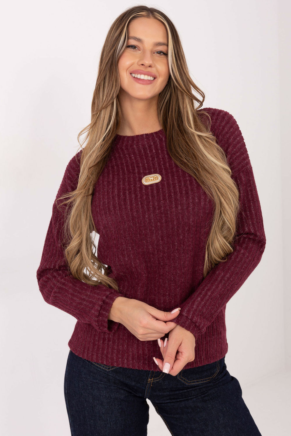 Sweter Damski Model RV-SW-A1026.52 Bordo - Relevance221737 - Czerwony