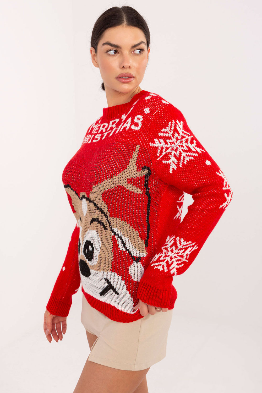 Sweter Damski Model MI-SW-19133.90 Red - Italy Moda221971 - Czerwony - obrazek 2