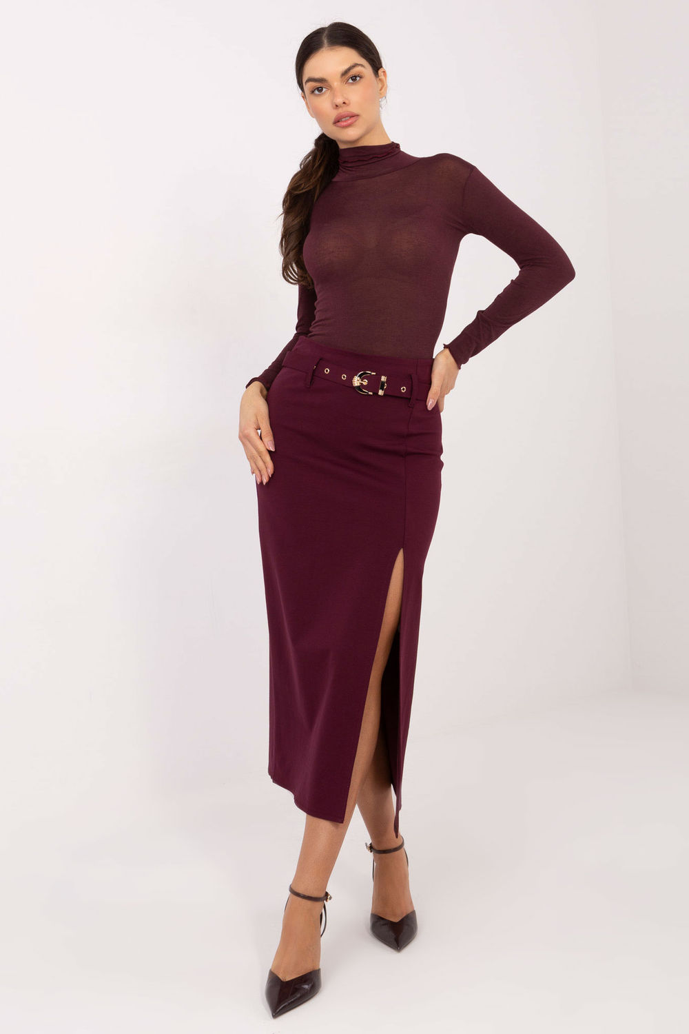 Bluzka Model IT-BZ-21819.09P Bordo - Italy Moda221991 - Czerwony - obrazek 2