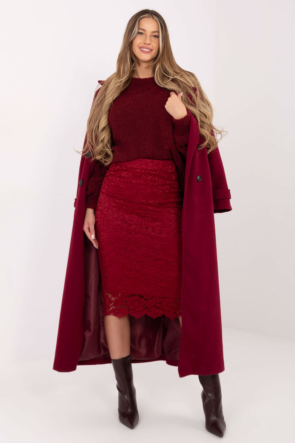 Spódnica Model IT-SD-21852.15 Bordo - Italy Moda221998 - Czerwony