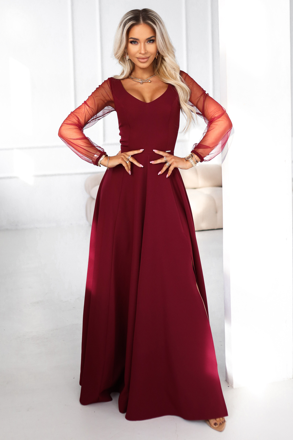 Sukienka Model Loretta 640-1 Bordo - Numoco222146 - Czerwony