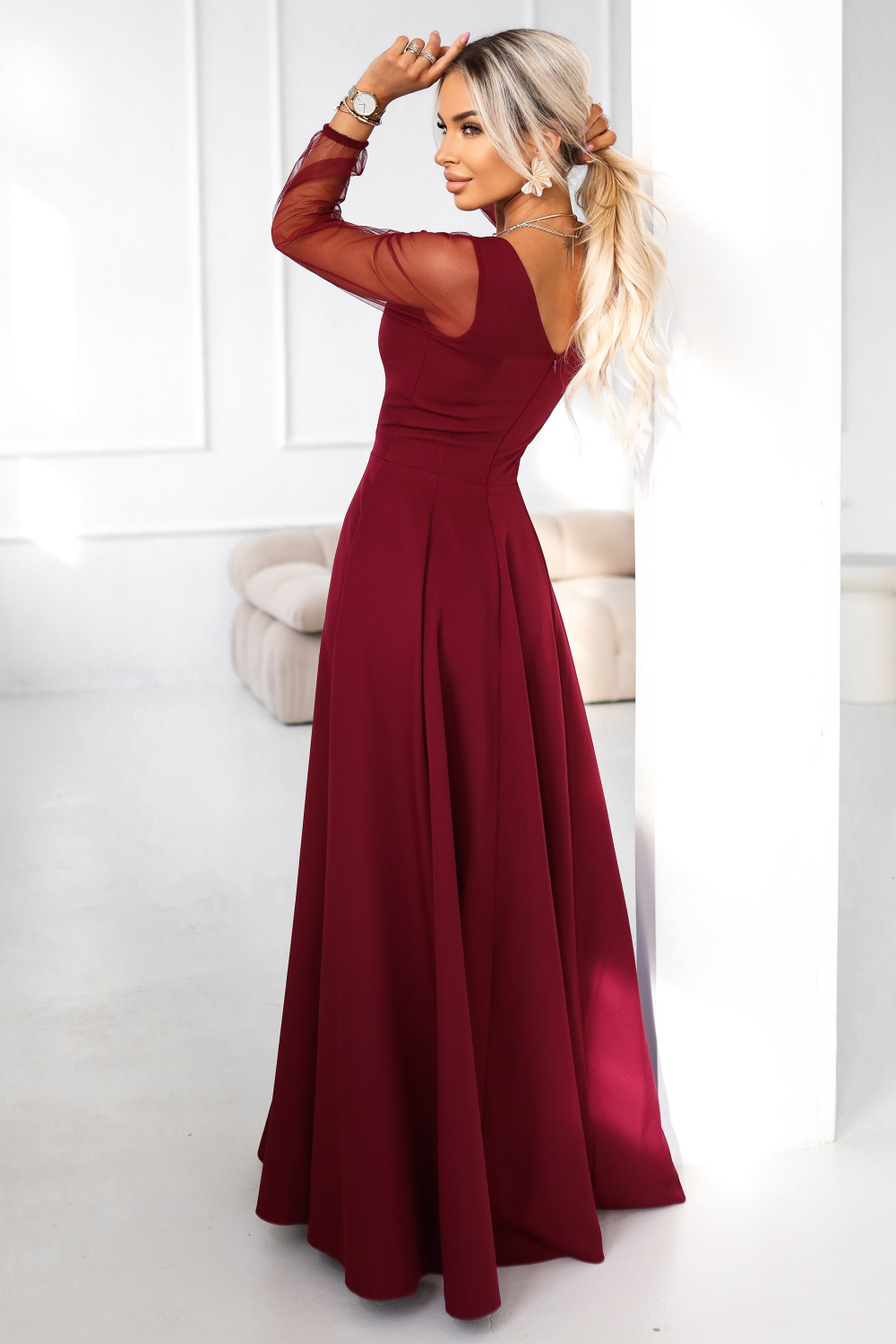Sukienka Model Loretta 640-1 Bordo - Numoco222146 - Czerwony - obrazek 2