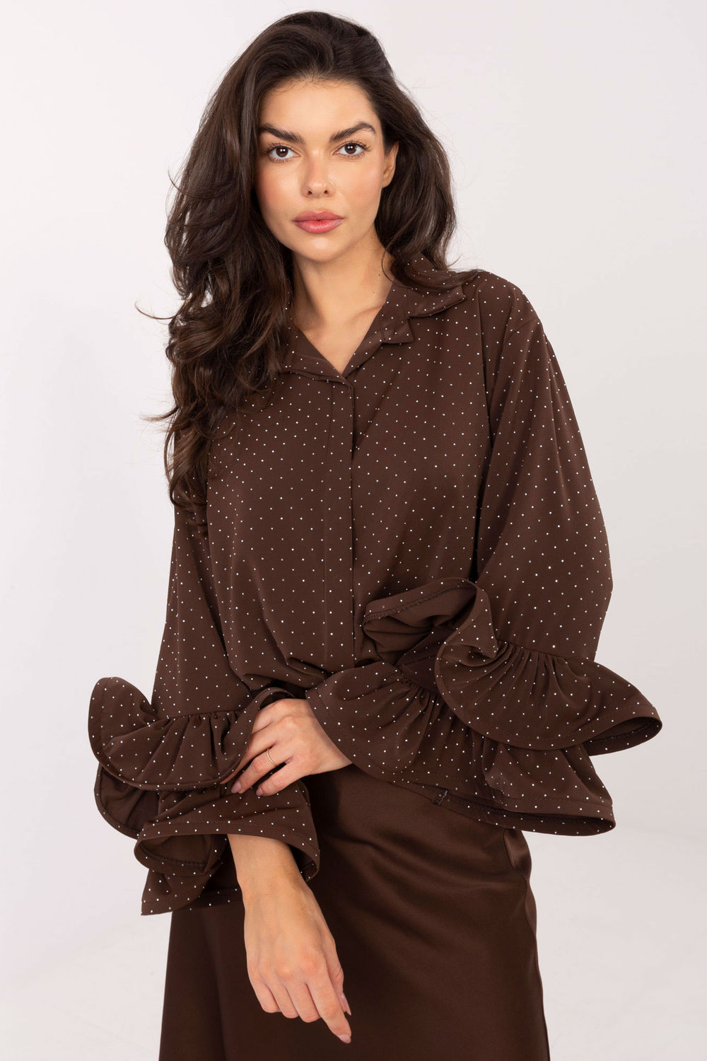 Koszula Damska Model IT-KS-8381-1.64 Brown - Italy Moda222149 - Brązowy