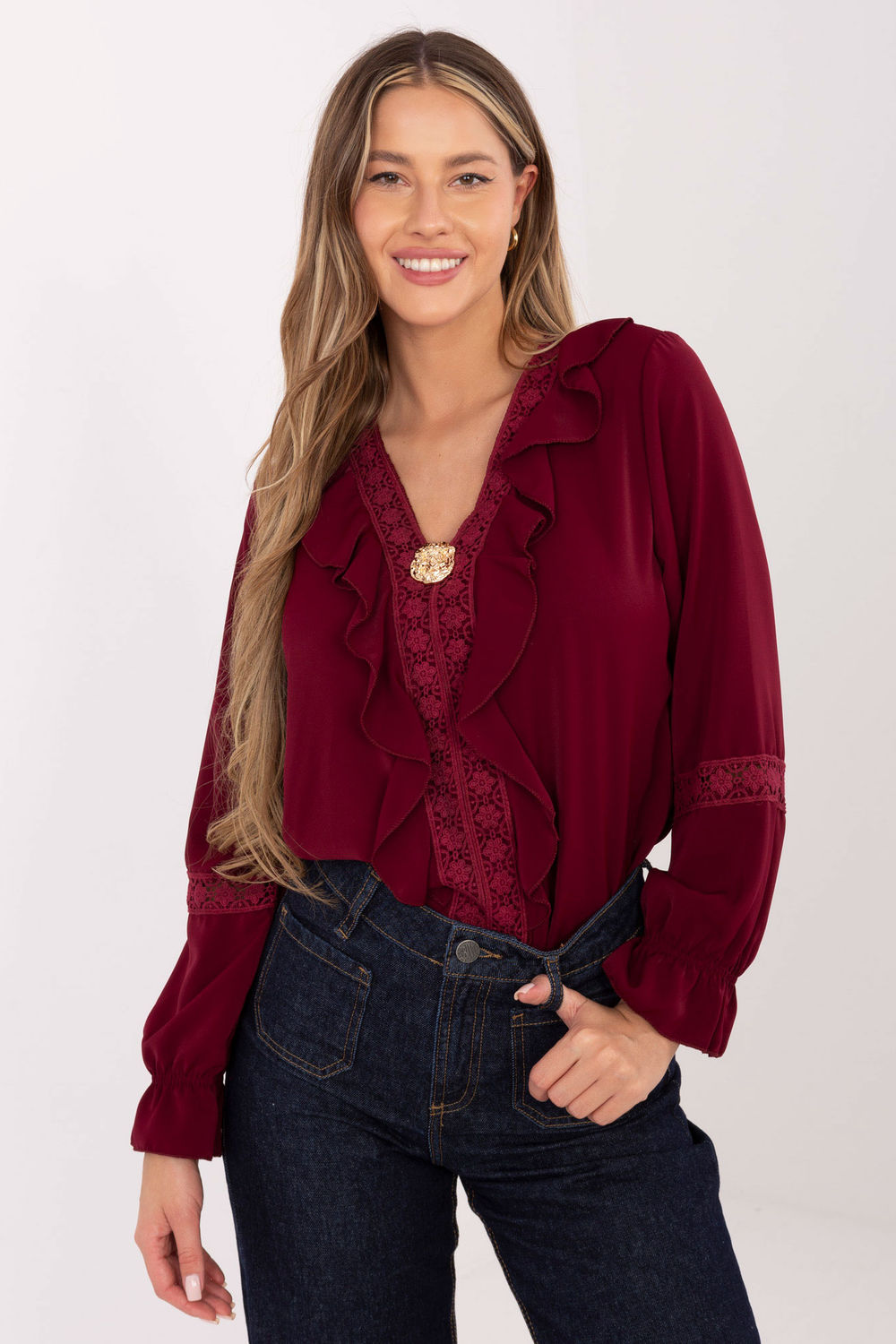 Bluzka Model IT-BZ-8738.24 Bordo - Italy Moda222155 - Czerwony