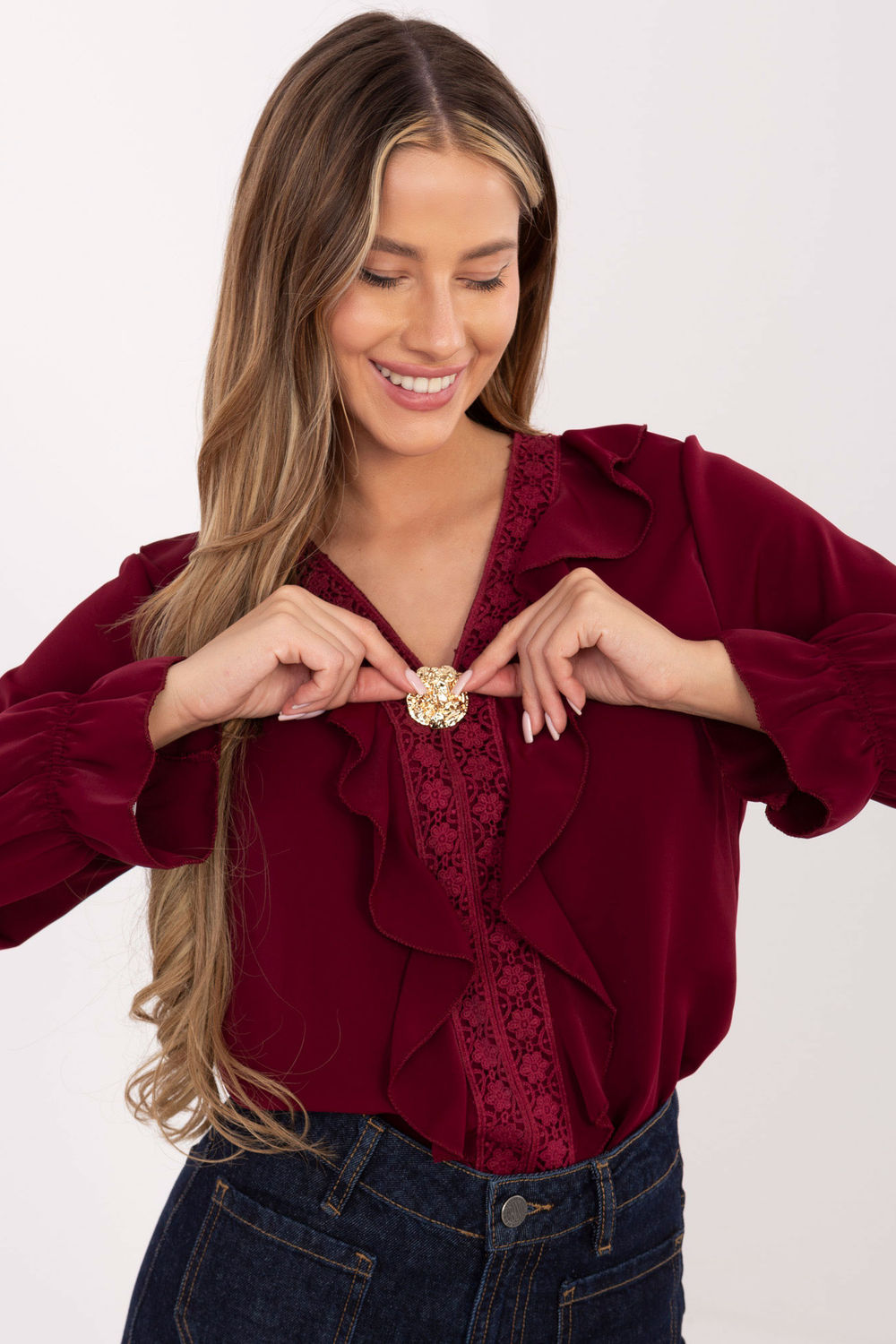 Bluzka Model IT-BZ-8738.24 Bordo - Italy Moda222155 - Czerwony - obrazek 4