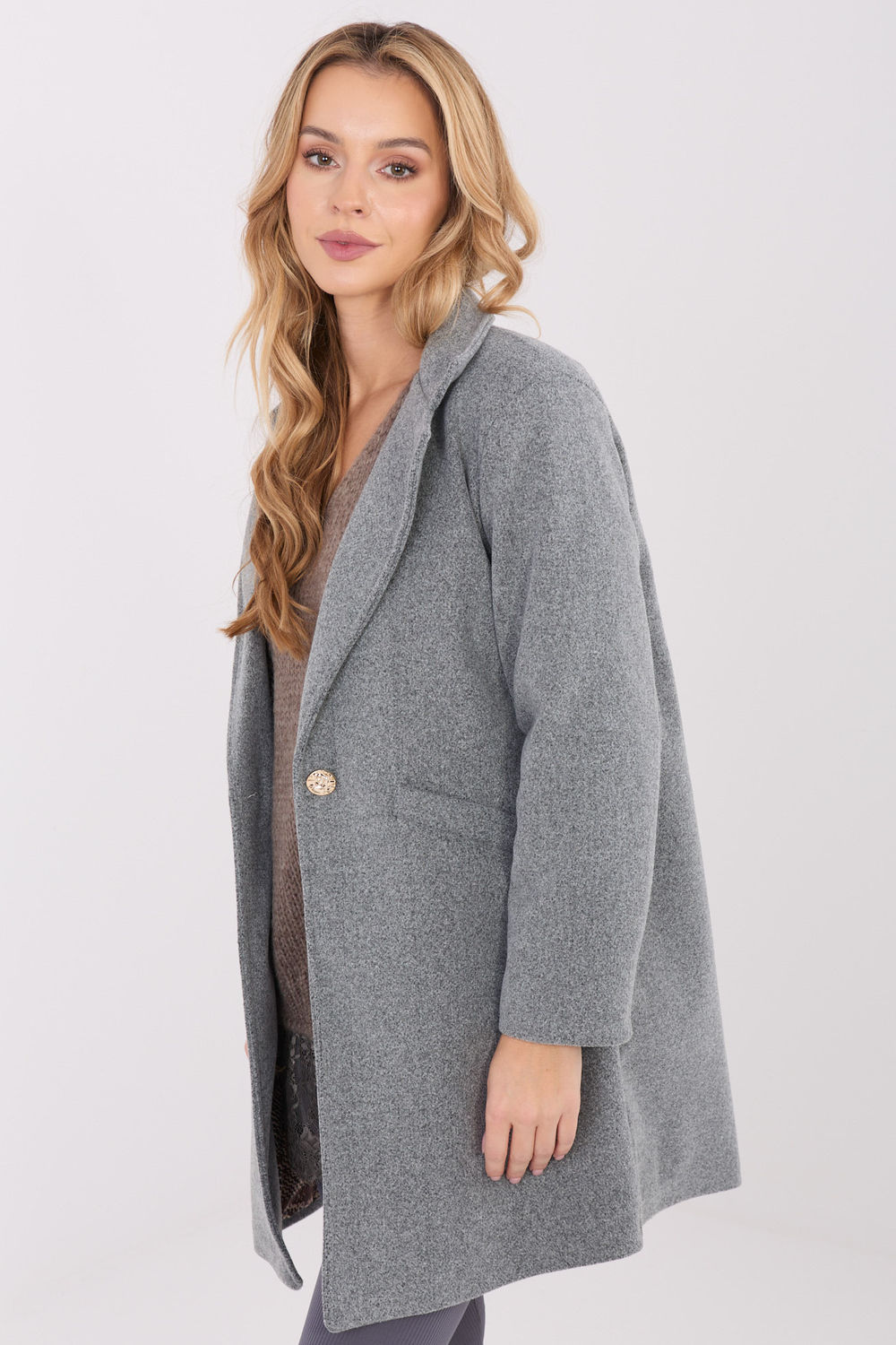 Płaszcz Damski Model IT-PL-20238.23 Dark Grey - Italy Moda222161 - Szary