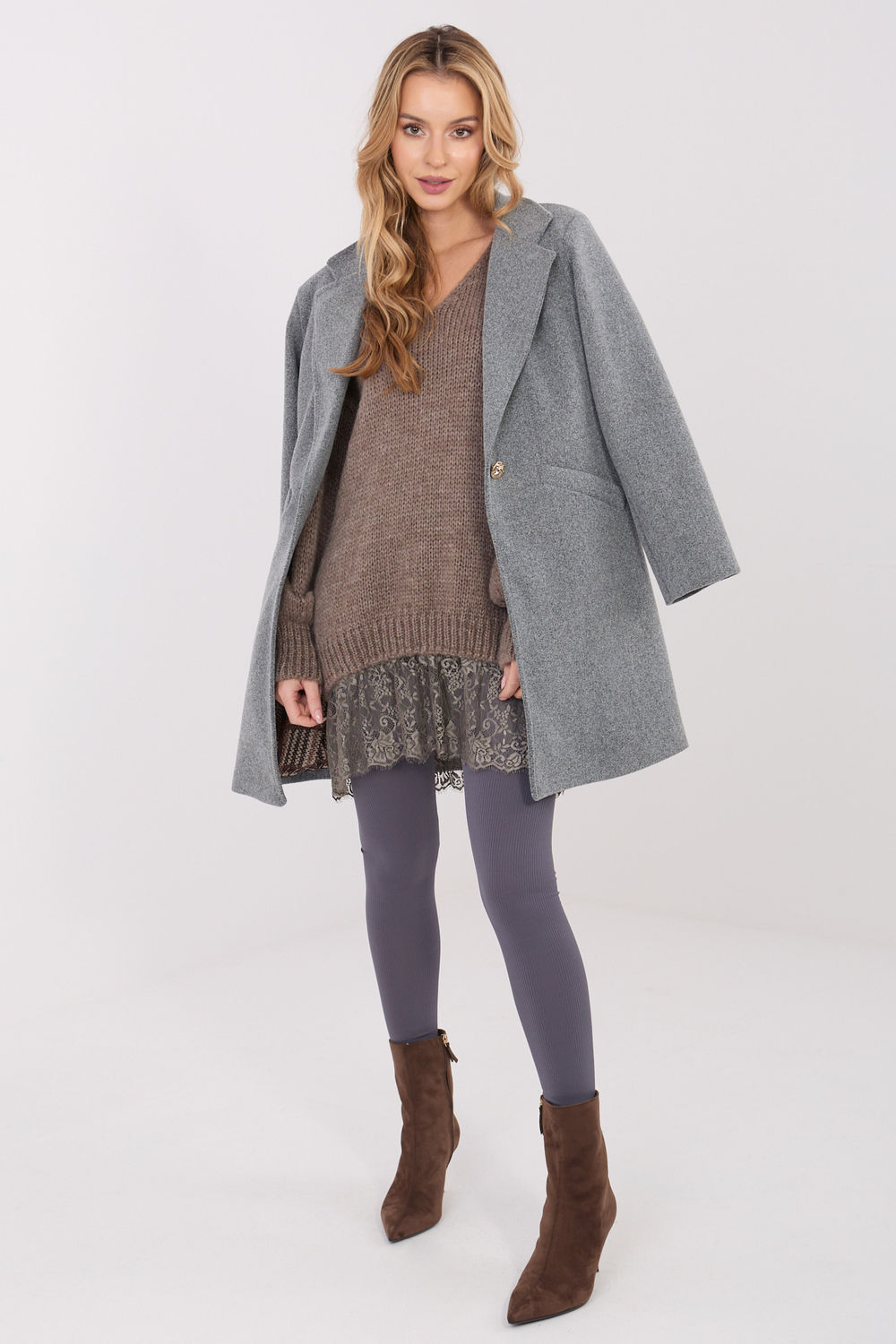 Płaszcz Damski Model IT-PL-20238.23 Dark Grey - Italy Moda222161 - Szary - obrazek 2