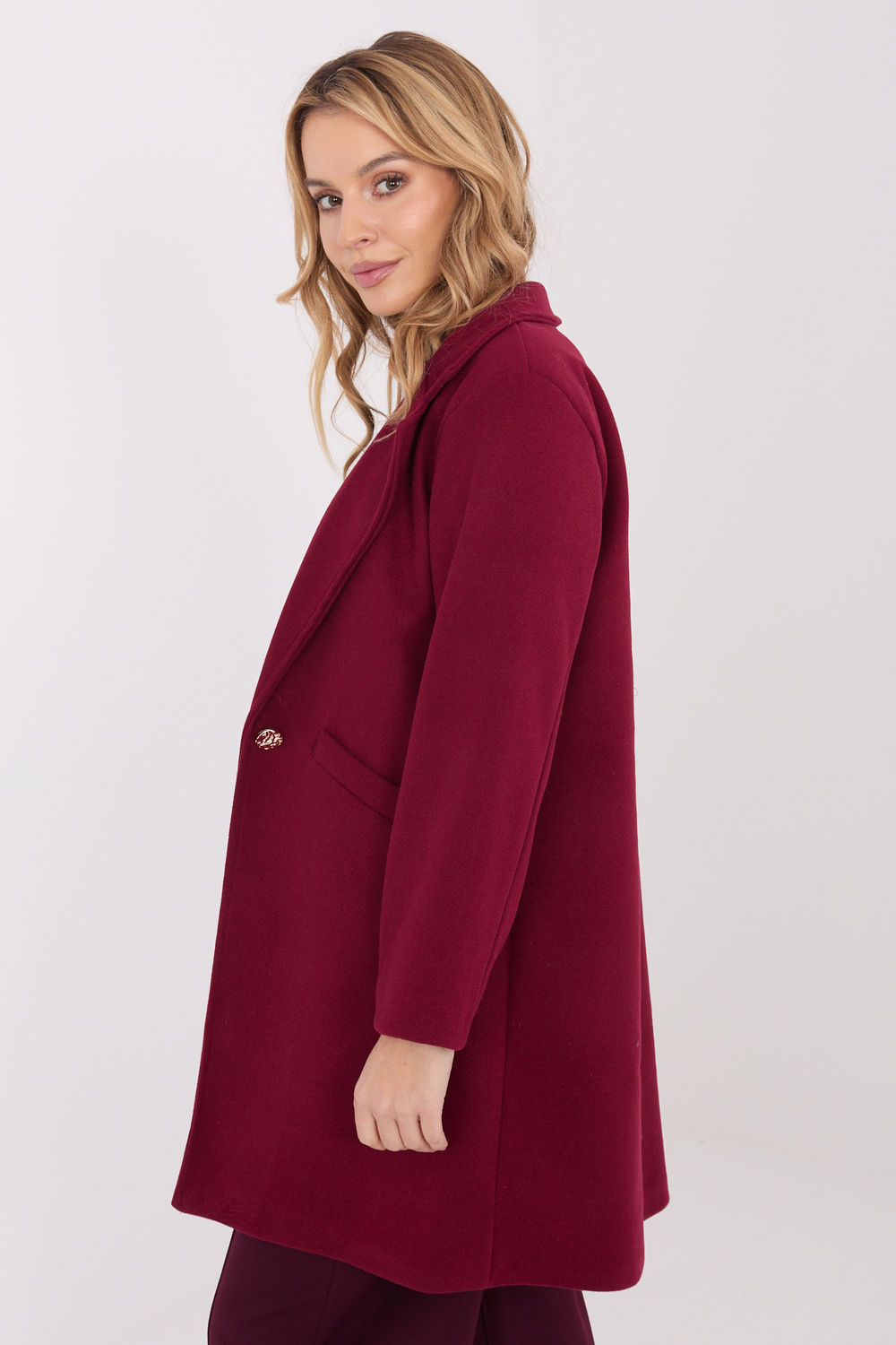 Płaszcz Damski Model IT-PL-20238.23 Bordo - Italy Moda222162 - Czerwony