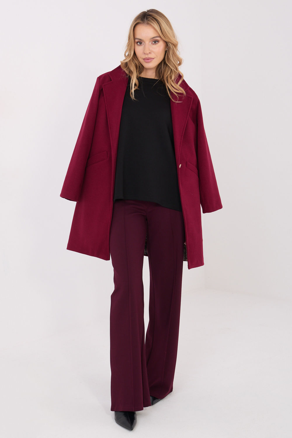 Płaszcz Damski Model IT-PL-20238.23 Bordo - Italy Moda222162 - Czerwony - obrazek 2