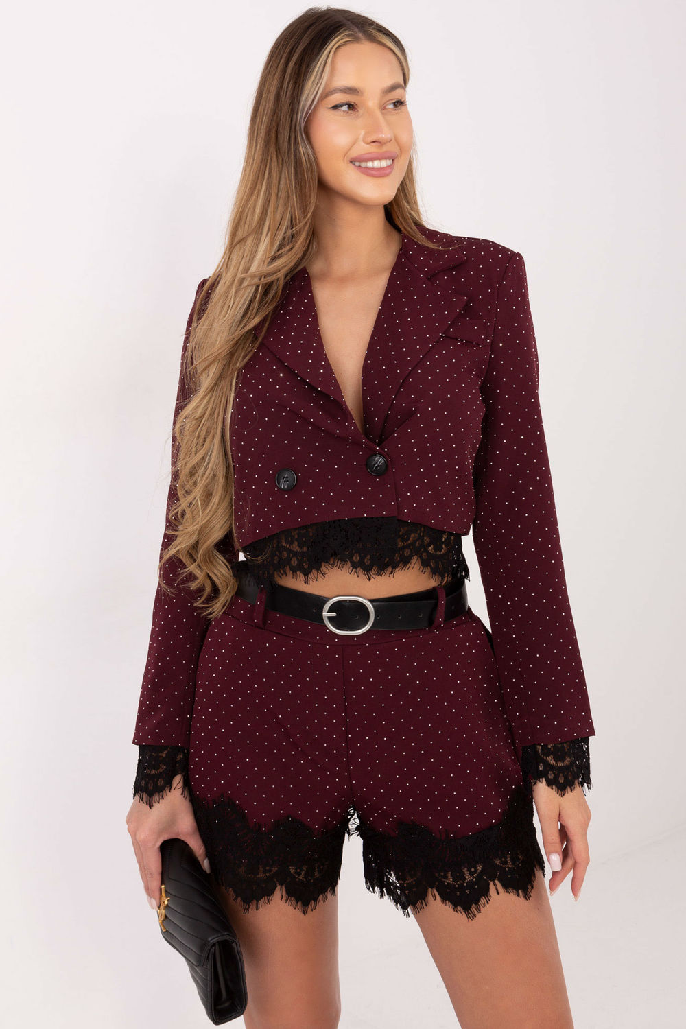 Szorty Damskie Model IT-SN-FL9965.88 Dark Red - Italy Moda222167 - Czerwony