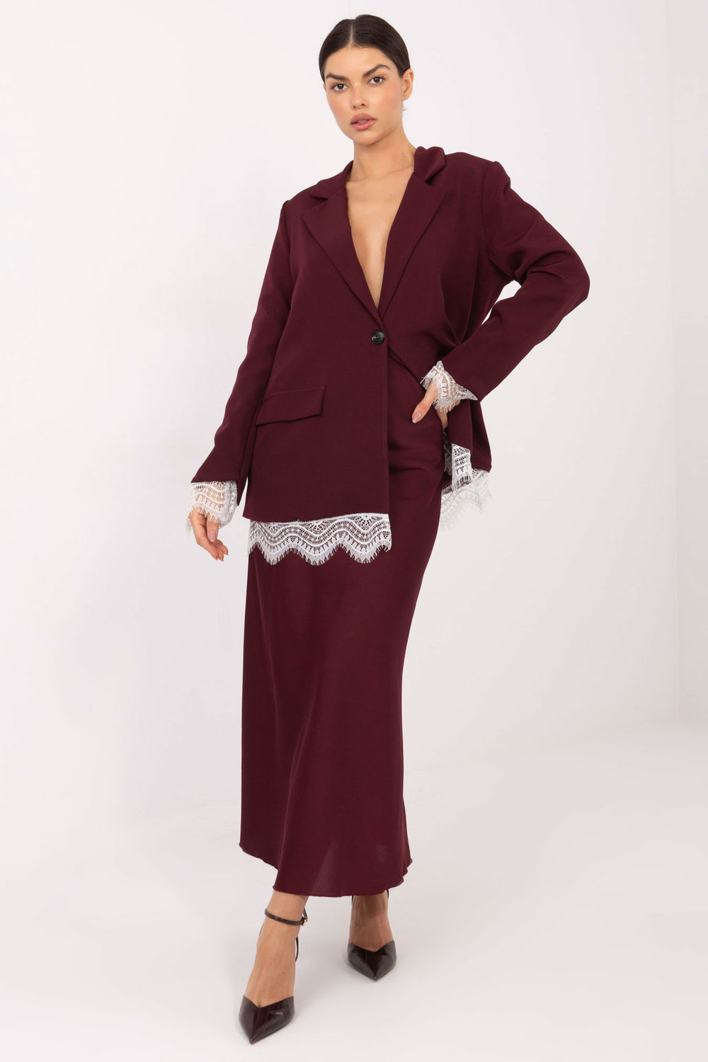 Marynarka Model IT-MA-FL9916.02P Bordo - Italy Moda222184 - Czerwony