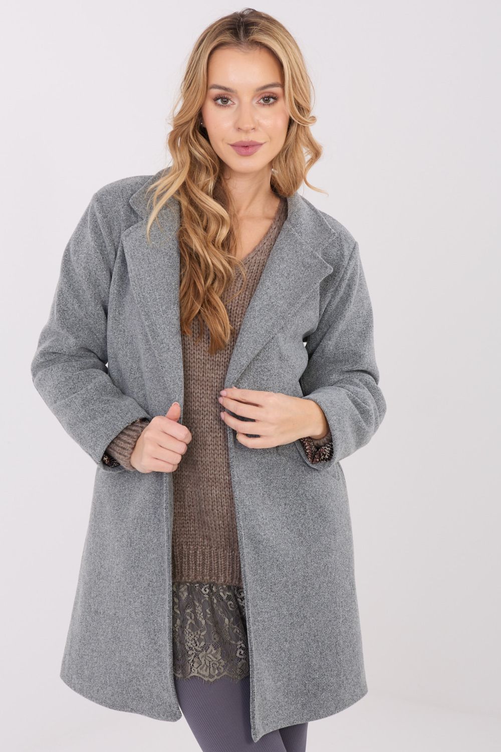 Płaszcz Damski Model IT-PL-20238.23 Dark Grey - Italy Moda222161 - Szary - obrazek 4