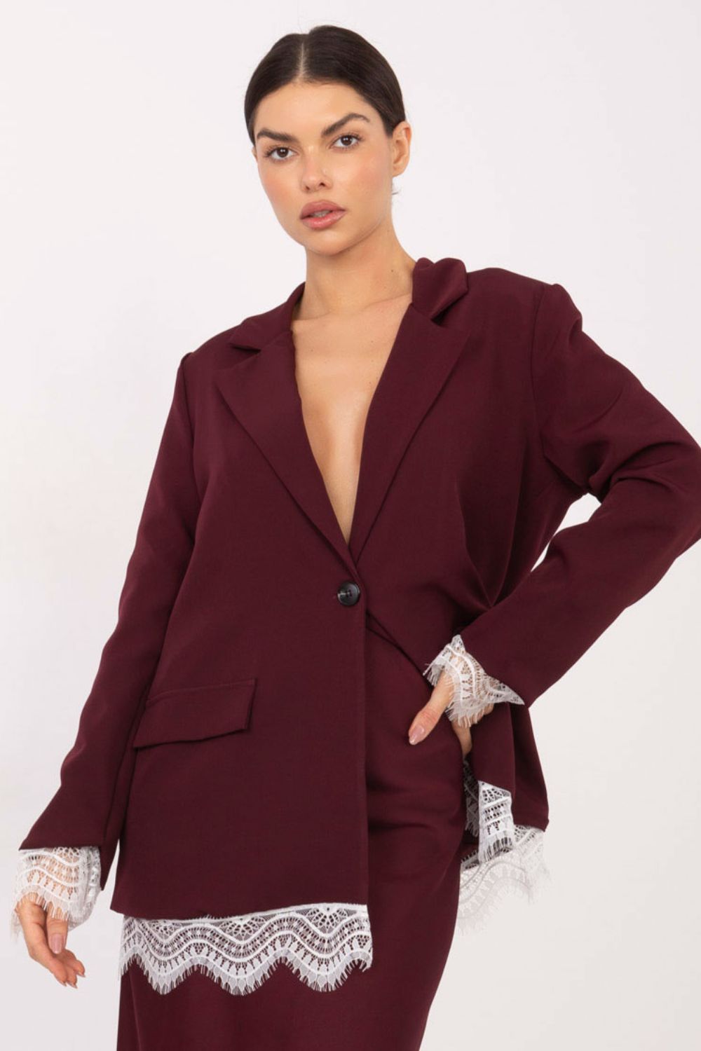 Marynarka Model IT-MA-FL9916.02P Bordo - Italy Moda222184 - Czerwony - obrazek 4