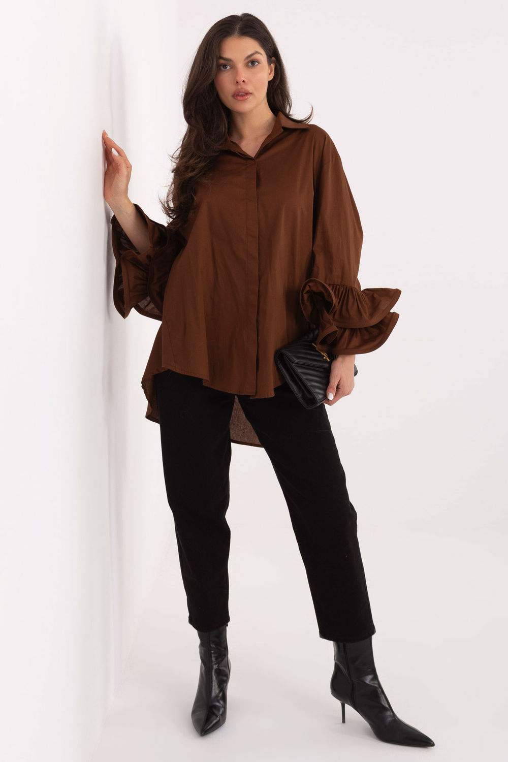 Koszula Damska Model IT-KS-8381.56 Brown - Italy Moda222314 - Brązowy - obrazek 2
