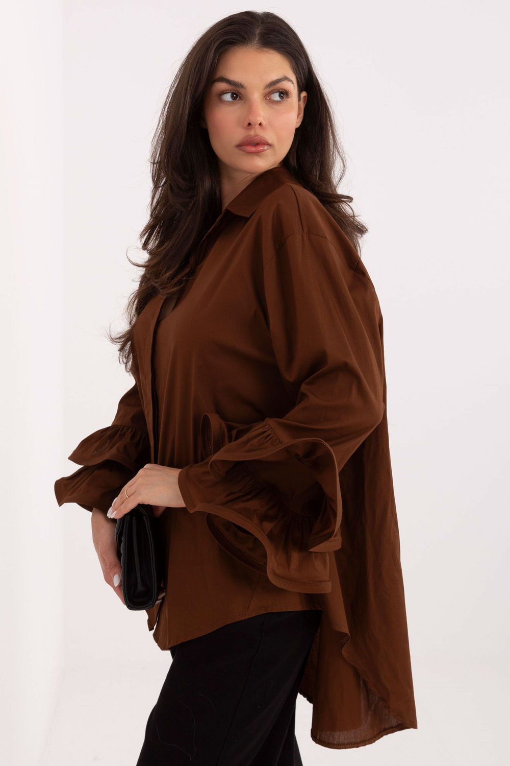 Koszula Damska Model IT-KS-8381.56 Brown - Italy Moda222314 - Brązowy - obrazek 4
