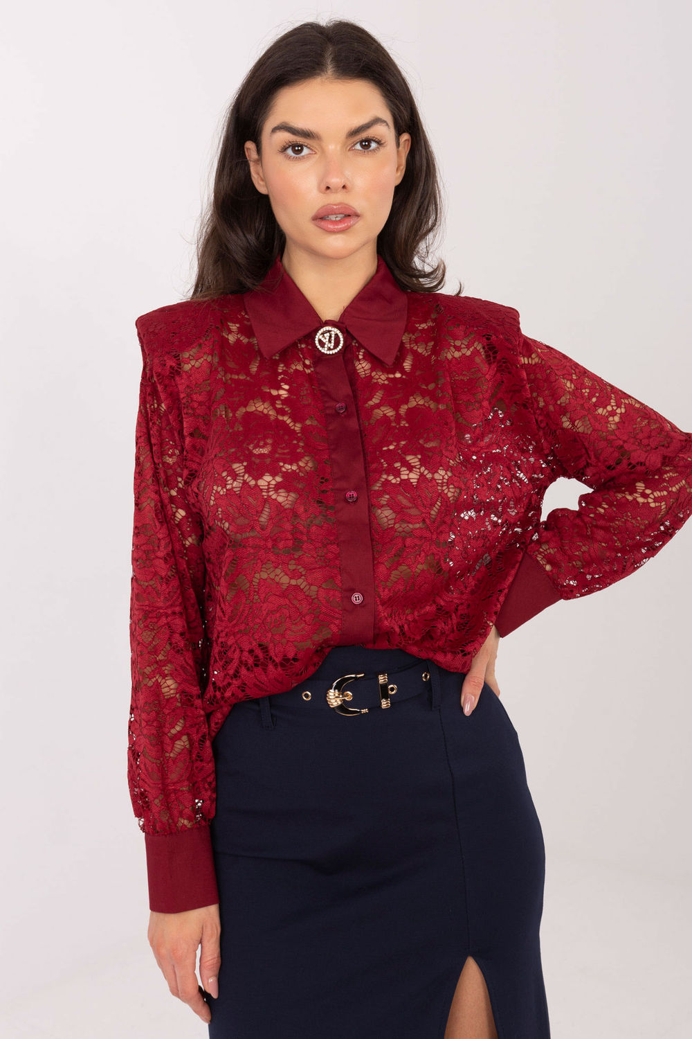 Koszula Damska Model IT-KS-21999.50 Bordo - Italy Moda222319 - Czerwony