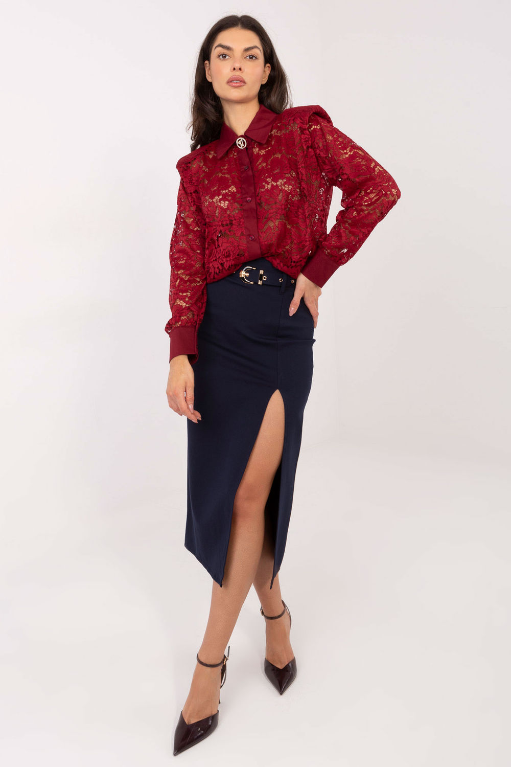 Koszula Damska Model IT-KS-21999.50 Bordo - Italy Moda222319 - Czerwony - obrazek 2