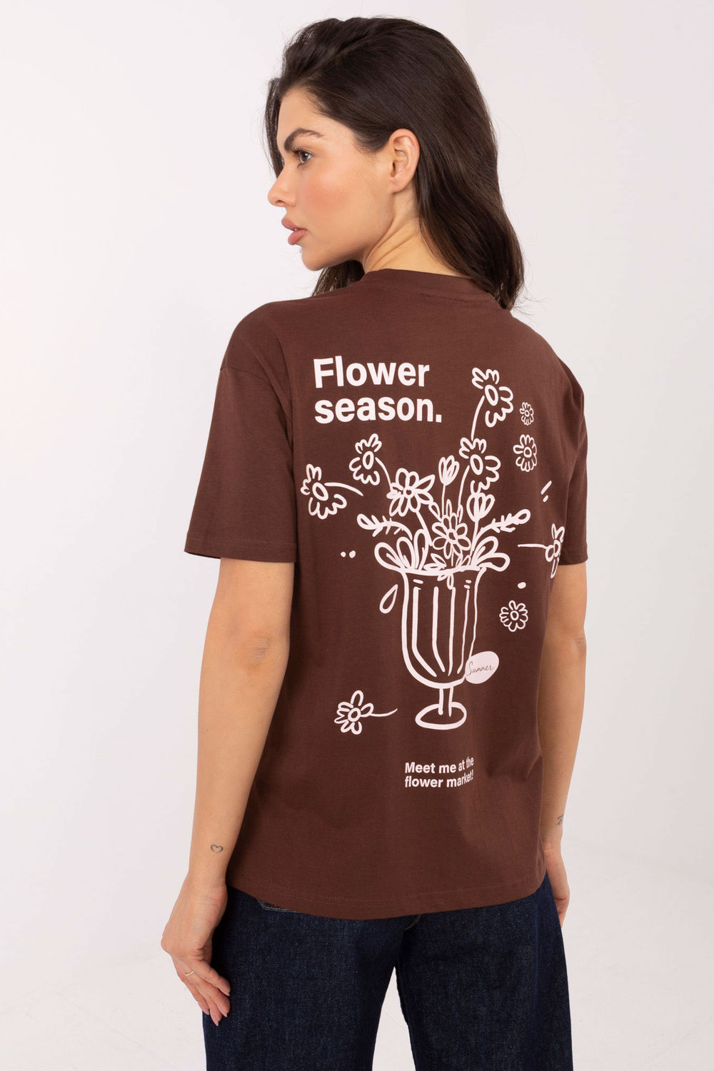 Tshirt Damski Model D12022AH02645V Dark Brown - Sublevel222384 - Brązowy - obrazek 3