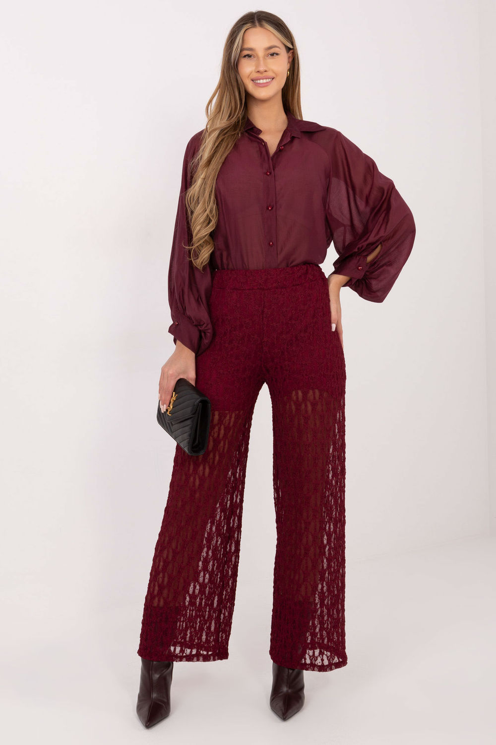 Spodnie Damskie Model IT-SP-9965.77 Bordo - Italy Moda222597 - Czerwony