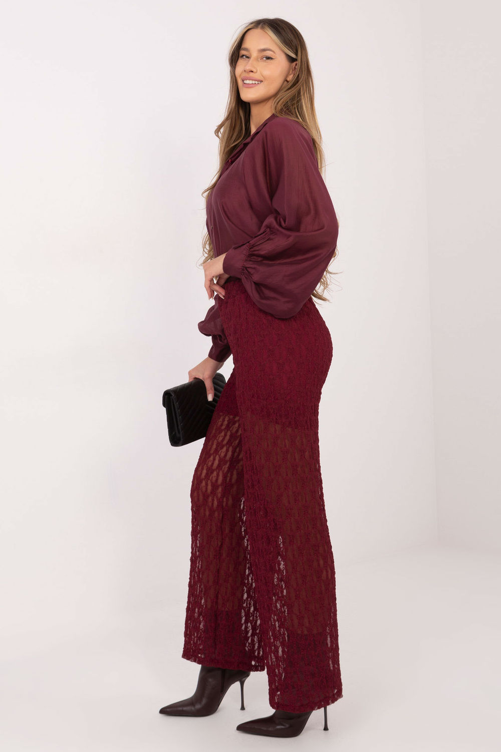 Spodnie Damskie Model IT-SP-9965.77 Bordo - Italy Moda222597 - Czerwony - obrazek 2