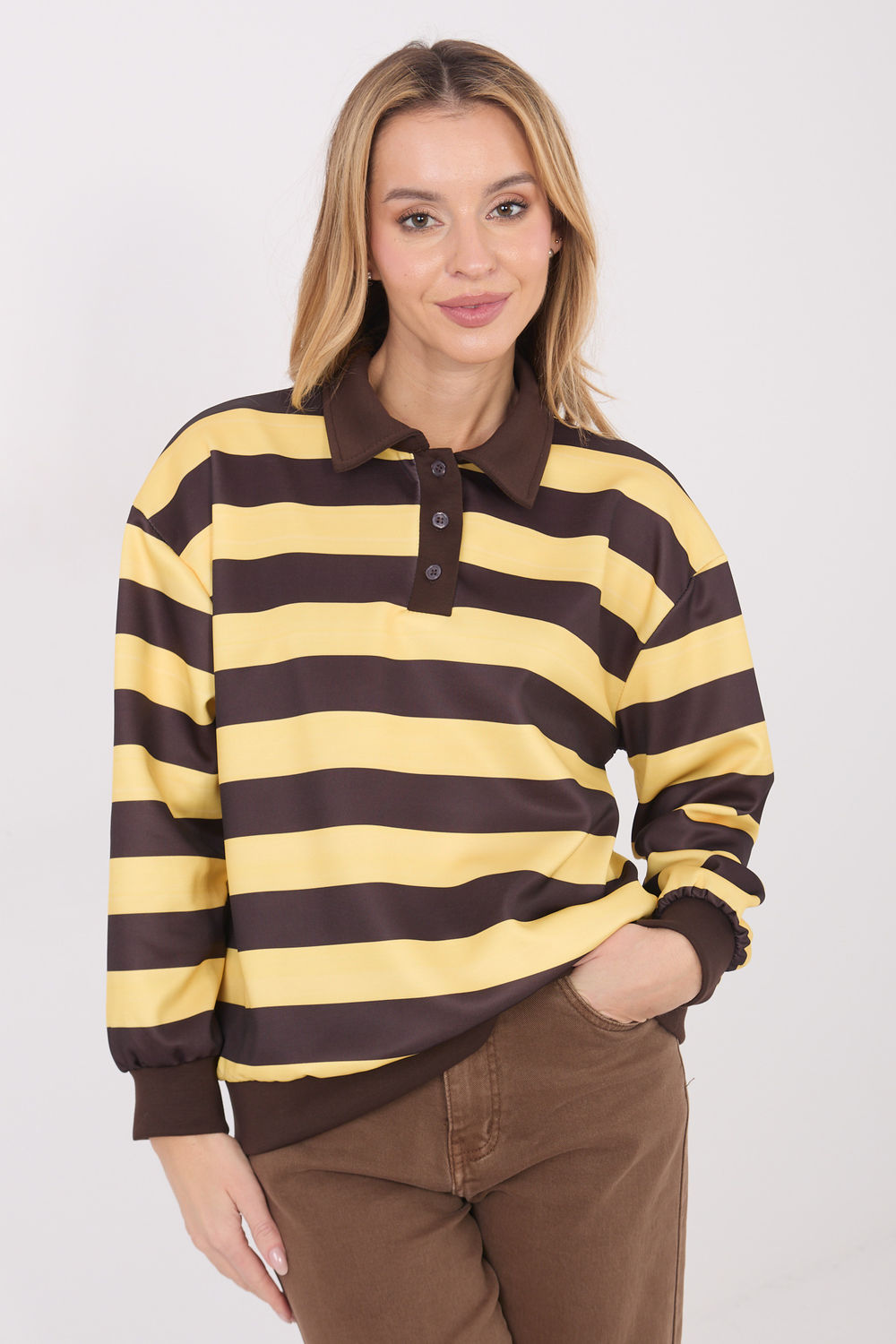Bluza Damska Model IT-BZ-9980.16 Yellow - Italy Moda222775 - Żółty