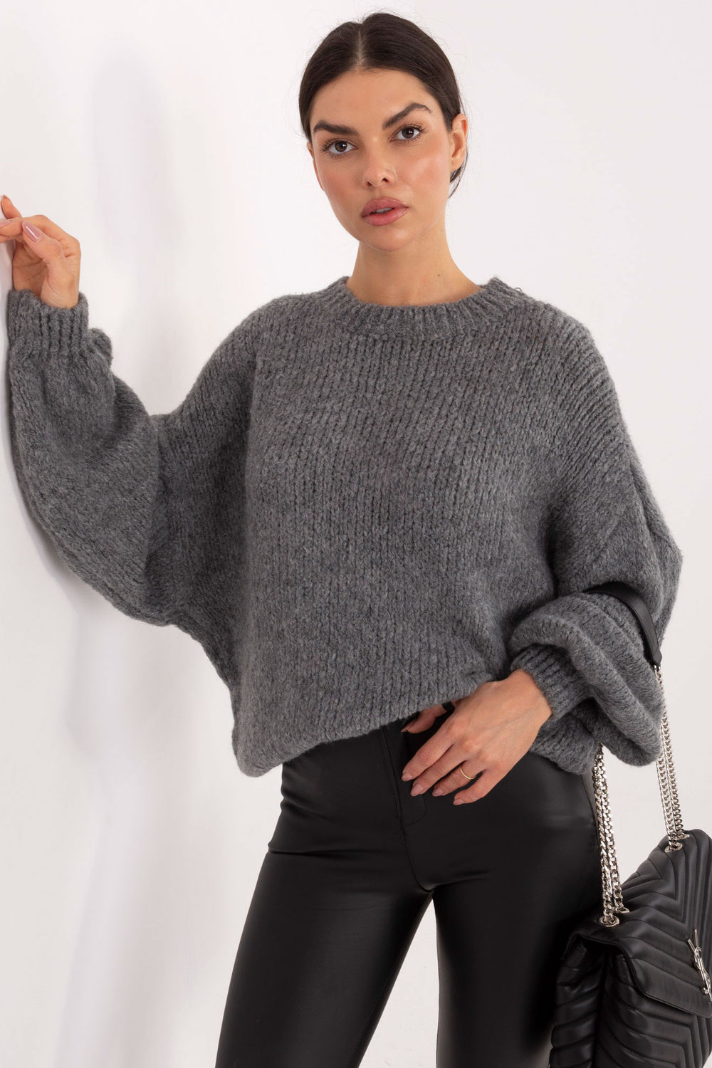 Sweter Damski Model MI-SW-1909.68 Dark Grey - Italy Moda222782 - Szary