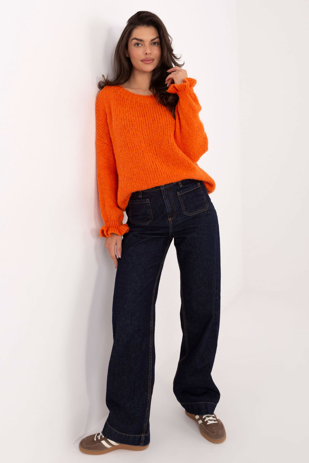 Sweter Damski Model MI-SW-2912.10X Orange - Italy Moda222787 - Pomarańczowy - obrazek 2