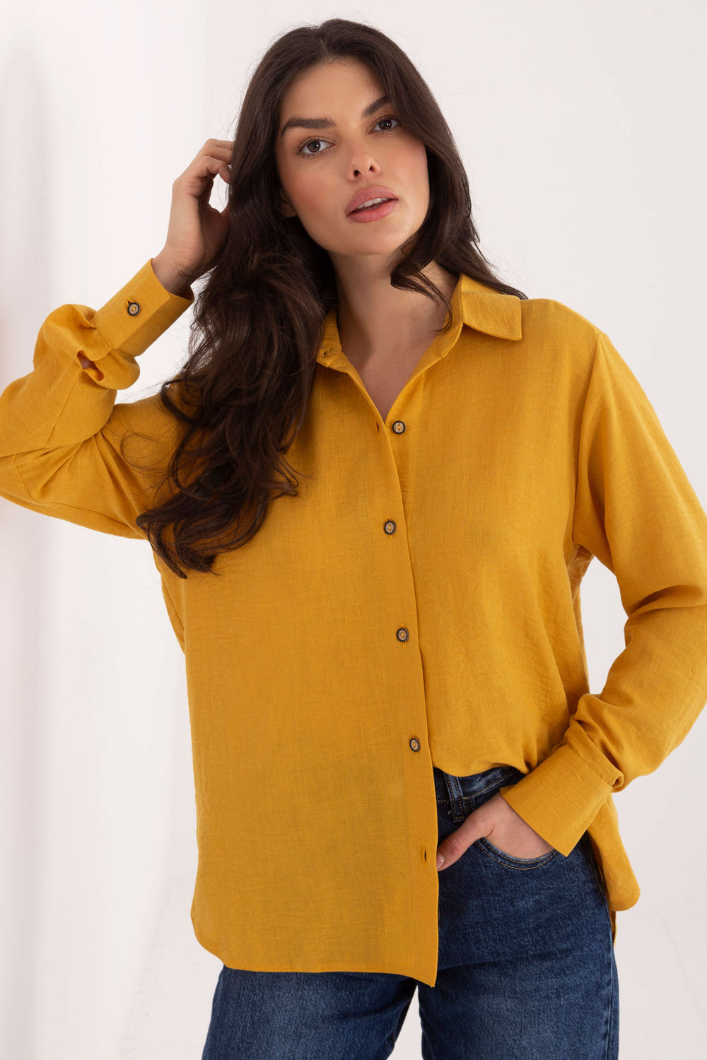 Koszula Damska Model LK-KS-510109.70 Dark Yellow - Lakerta222847 - Żółty