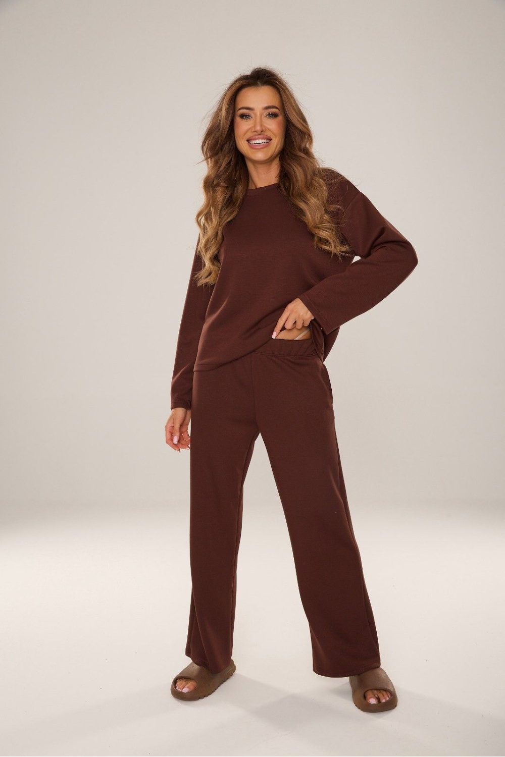 Spodnie Dres Damski Model Butter 886 Czekolada - De Lafense223023 - Brązowy